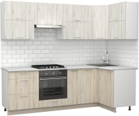 Кухонный гарнитур S-Company Клео крафт 1.2x2.5 правая (сосна лофт кремовая/сосна лофт белая) - 