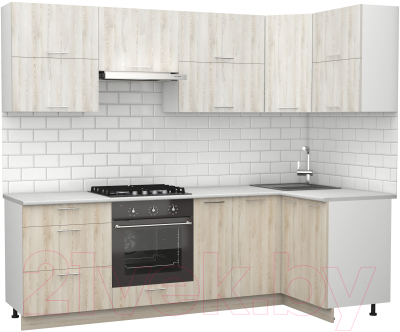 Кухонный гарнитур S-Company Клео крафт 1.2x2.5 правая (сосна лофт кремовая/сосна лофт белая)