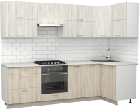 Кухонный гарнитур S-Company Клео крафт 1.2x2.7 правая (сосна лофт кремовая/сосна лофт белая) - 