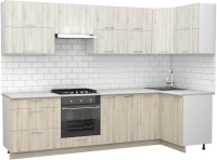 Кухонный гарнитур S-Company Клео крафт 1.2x2.9 правая (сосна лофт кремовая/сосна лофт белая) - 
