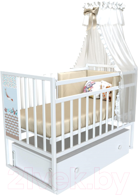 Детская кроватка VDK Mini Loft 3D Friend and Ocean маятник с ящиком