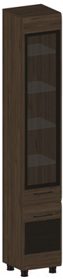Шкаф-пенал с витриной Лером Камелия ШК-2643-ГТ-К (гикори джексон темный/комбинированный венге)