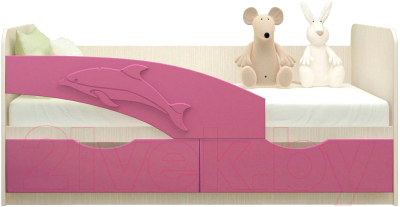 Кровать-тахта детская Rikko Дельфины-2 1.4 (розовый)