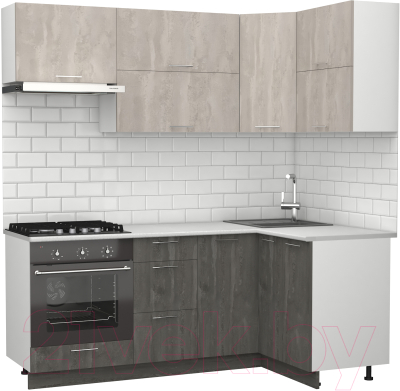 Готовая кухня S-Company Клео крафт 1.2x2.0 правая (железный камень/бетонный камень)