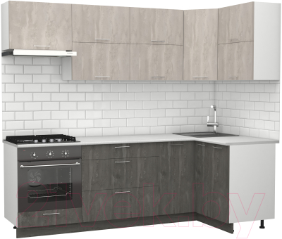 Готовая кухня S-Company Клео крафт 1.2x2.4 правая (железный камень/бетонный камень)
