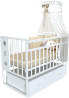 Детская кроватка VDK Mini Loft 3D Good Night маятник с ящиком (Bianco) - 