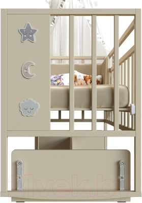 Детская кроватка VDK Mini Loft 3D Good Night поперечный маятник (Milky)