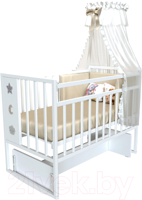 Детская кроватка VDK Mini Loft 3D Good Night поперечный маятник (Bianco)