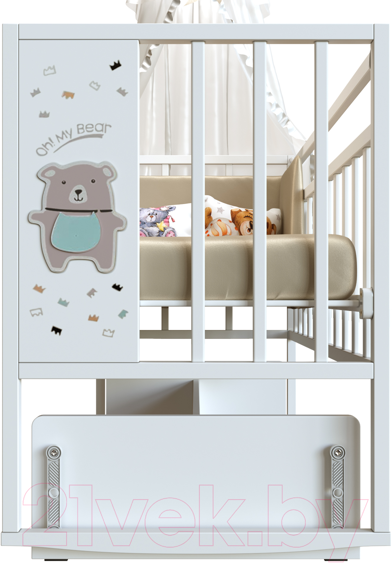 Детская кроватка VDK Mini Loft 3D поперечный маятник Oh My Bear