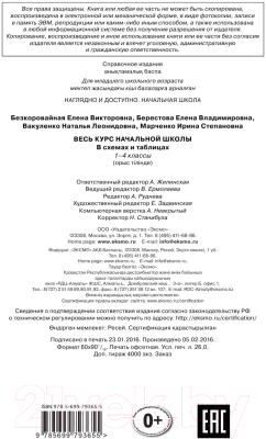 Учебное пособие Эксмо Весь курс начальной школы: в схемах и таблицах (Безкоровайная Е.В. и др)