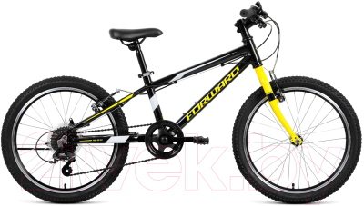 Детский велосипед Forward Rise 20 2.0 2021 / RBKW1J307002 (черный/желтый)