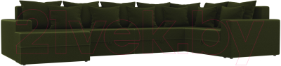 Диван П-образный Mebelico Мэдисон-П 93 правый / 106856 (микровельвет, зеленый)