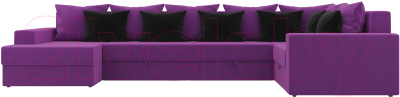Диван П-образный Mebelico Мэдисон-П 93 правый / 106863 (микровельвет, фиолетовый/фиолетовый/черный)