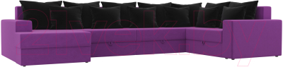Диван П-образный Mebelico Мэдисон-П 93 правый / 106864 (микровельвет, фиолетовый/черный)