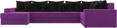 Диван П-образный Mebelico Мэдисон-П 93 правый / 106864 (микровельвет, фиолетовый/черный)