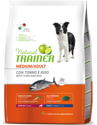 Сухой корм для собак Trainer Для средних пород с тунцом, рисом и морскими водорослями (12кг)