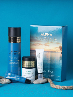 Набор косметики для лица и волос Estel Alpha Marine Ocean Face шампунь+сыворотка+флюид+бальзам для губ (250мл+50мл+15мл+10мл)