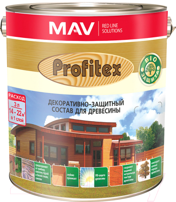Защитно-декоративный состав MAV Profitex (3л, белый)