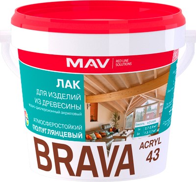 Лак MAV Brava ВД-АК-1043 (1л, полуглянцевый) - 