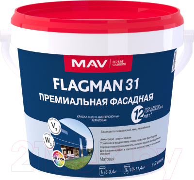 Краска MAV Flagman ВД-АК-1031 фасадная (1л, белый)