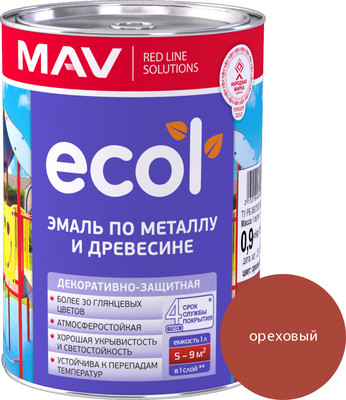 Эмаль MAV Ecol ПФ-115 (900г, ореховый) -