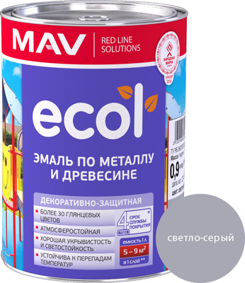 Эмаль MAV Ecol ПФ-115 (900г, светло-серый) - 