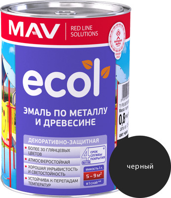Эмаль MAV Ecol ПФ-115 (800г, черный) - 