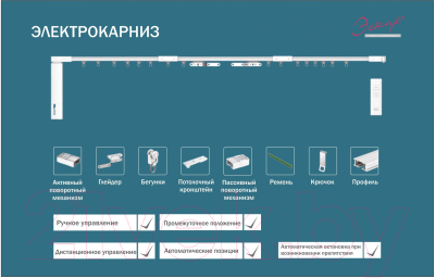 Изображение товара Электрокарниз для штор Эскар 77706 (6.12м, алюминий)