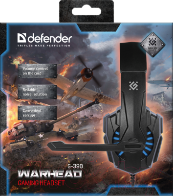 Наушники-гарнитура Defender Warhead G-390 / 64038 (черный/синий)