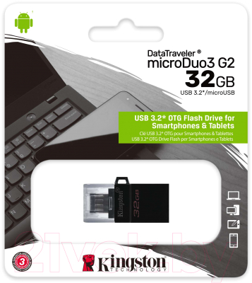 Usb flash накопитель Kingston DT MicroDuo 3 Gen2 + microUSB 32GB (DTDUO3G2/32GB)