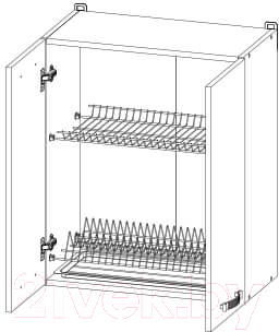 Шкаф навесной для кухни Anrex Alesia для сушки посуды 2D/60-F1 (серый/сосна винтаж)