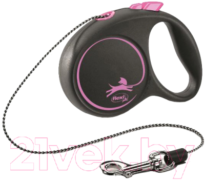 Поводок-рулетка Flexi Black Design трос / 33319 (S, розовый)
