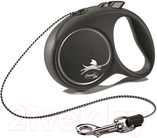 Поводок-рулетка Flexi Black Design трос / 33401 (M, серебристый)