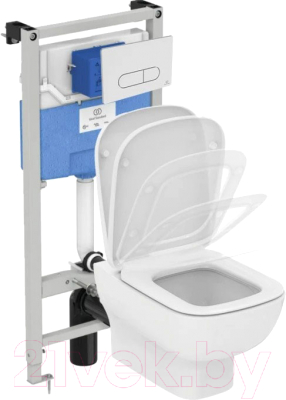 Унитаз подвесной с инсталляцией Ideal Standard Esedra AquaBlade T386001 + T318101 + R020467 / R030001