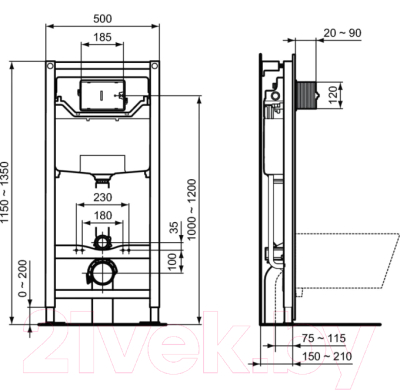 Унитаз подвесной с инсталляцией Ideal Standard Esedra AquaBlade T386001 + T318101 + R020467 / R030001