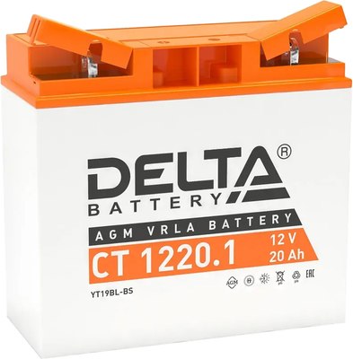 Мотоаккумулятор DELTA AGM CT1220.1 YT19BL-BS (20 А/ч) - 