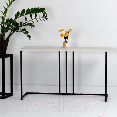 Консольный столик Millwood Лиссабон 1 Лофт Л 120x40x70.2 (дуб белый Craft/металл черный)