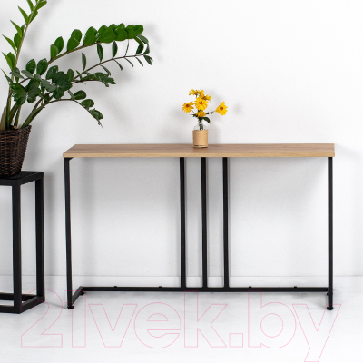 Консольный столик Millwood Лиссабон 1 Лофт Л 120x40x70.2 (дуб золотой Craft/металл черный)