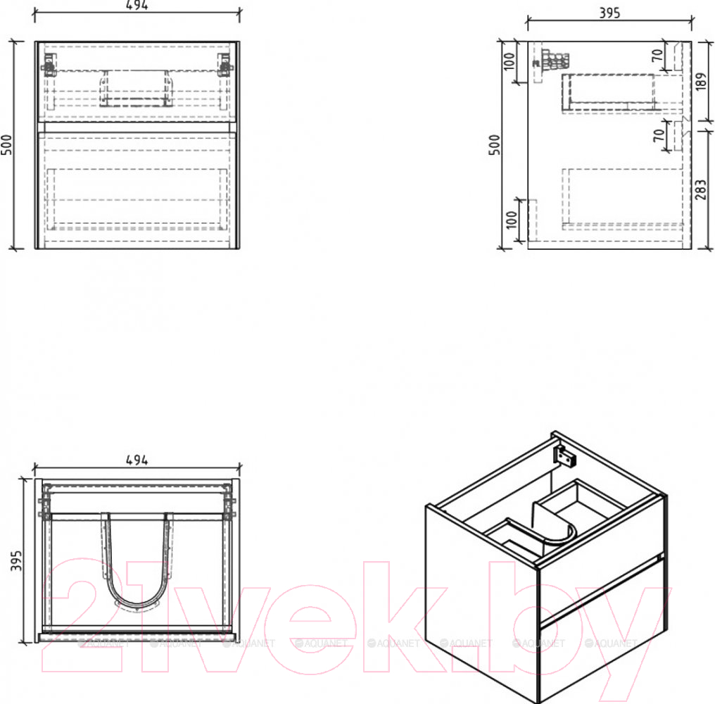 Тумба под умывальник BelBagno Pietra MINI-500AS-2C-SO-SCM