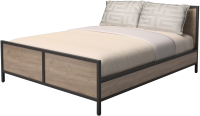 Двуспальная кровать Millwood Neo Loft КМ-2.8 Л 207x186.5x94 (дуб табачный Craft/металл черный) - 