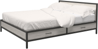 Двуспальная кровать Millwood Neo Loft КМ-3.8 Л 207x190x81 (дуб белый Craft/металл черный) - 