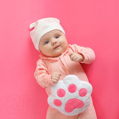 Игрушка-грелка детская Мякиши Лапа с вишневыми косточками / 645 (белый/розовый)