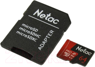 Карта памяти Netac MicroSD Card P500 Extreme Pro 64GB (NT02P500PRO-064G-R) (с адаптером)