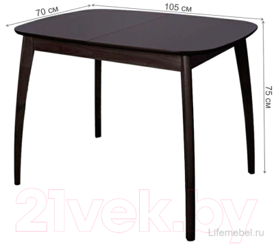 Обеденный стол Экомебель Дубна Спайдер мини 70x105-137.5 (венге)