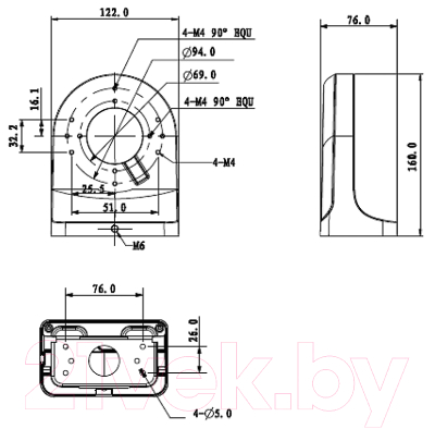 Кронштейн для камер видеонаблюдения Dahua DH-PFB204W-B