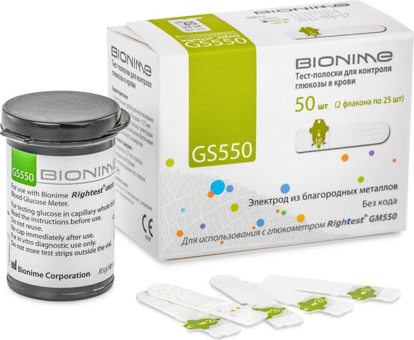 Тест-полоски для глюкометра Bionime GS550 (50шт)
