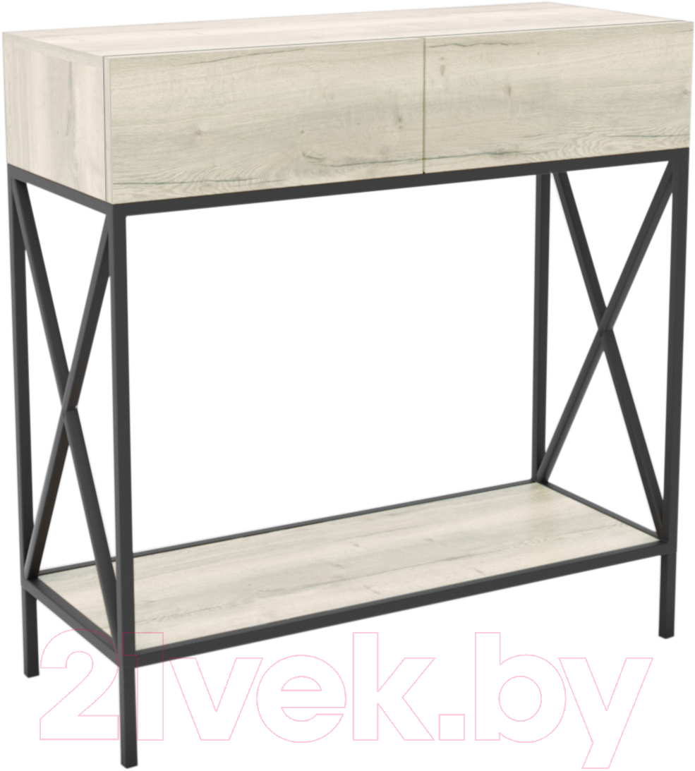 Консольный столик Hype Mebel Лесс 100x40 (черный/древесина белая)