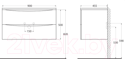 Купить Тумба под умывальник BelBagno ACQUA-900-2C-SO-BL  