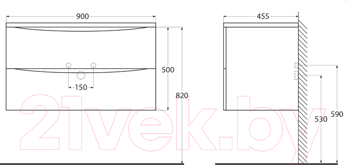 Тумба под умывальник BelBagno ACQUA-900-2C-SO-RVB