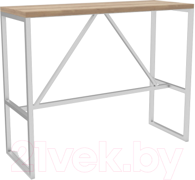 Барный стол Hype Mebel Дельта 120x40x110 (белый/дуб галифакс натуральный)